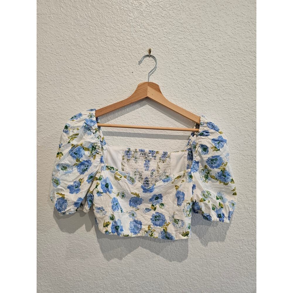 Zara floral crop cotton top sz medium